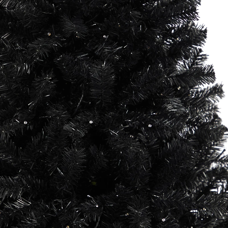 6ft. Pre-Lit Black Artificial Christmas Tree, Clear LED Lights