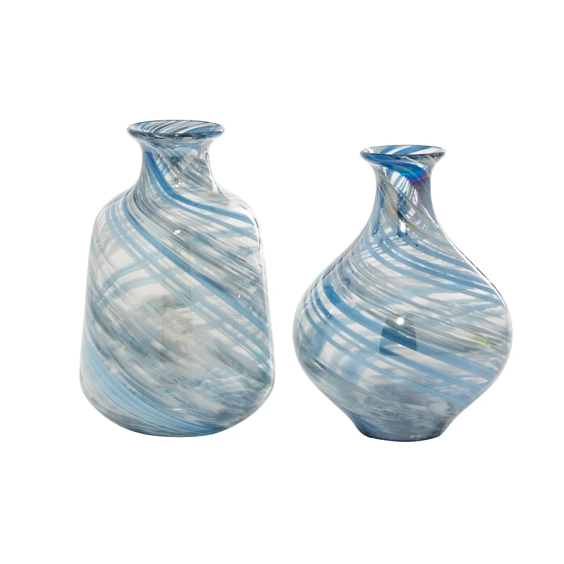 Blue Contemporary Glass Vase Set