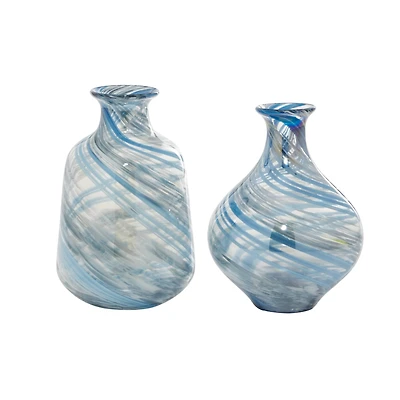 Blue Contemporary Glass Vase Set