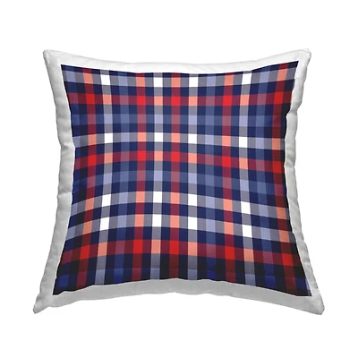 Stupell Industries Plaid Tartan Pattern Red Blue Checker Throw Pillow, 18" x 18"