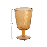 Hello Honey® 6.5" Amber Stemmed Glass Votive Holder