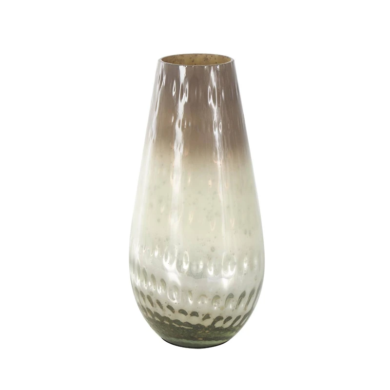 12.25" Brown Glass Ombre Vase with Spotted Concaved Details & Speckled Accents