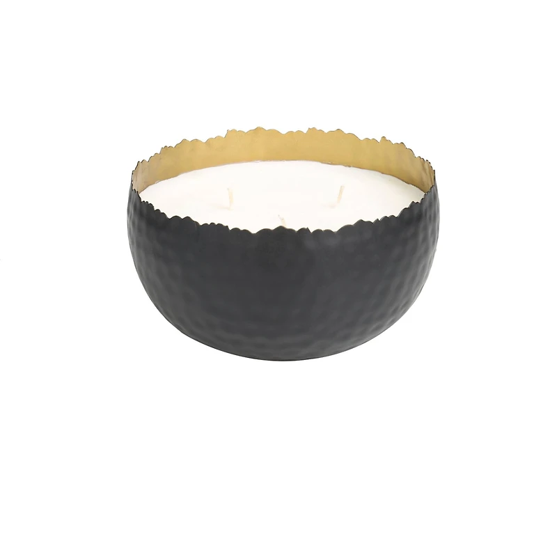 Sauvignon Blanc Scented 3 Wick Candle in Hammered Matte Black Bowl