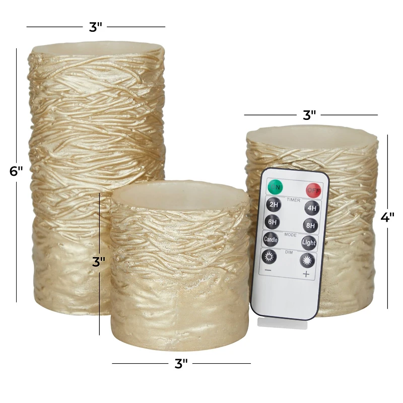 Gold Traditional Flameless Candle Set