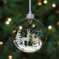5" Pre-Lit Silver Woodland Animals Christmas Ornament