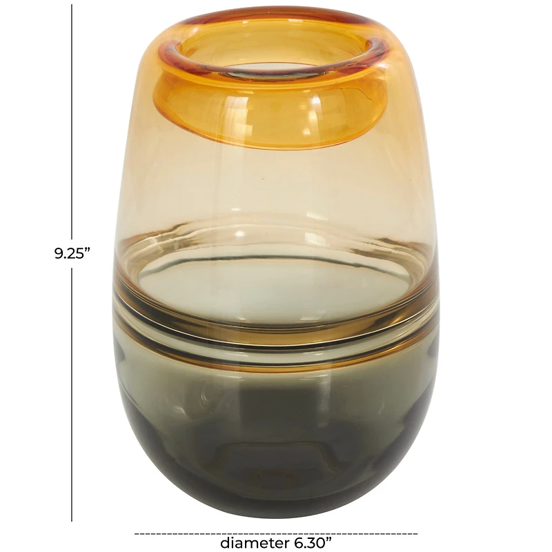 9" Orange Ombre Glass Vase