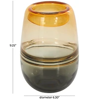 9" Orange Ombre Glass Vase