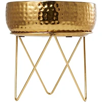 70oz. Roses in Paradise Scented White 4 Wick Candle in Gold Bowl with Tripod Stand