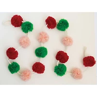 Hello Honey® 6ft. Pink, Red & Green Wool Felt Pom Pom Garland