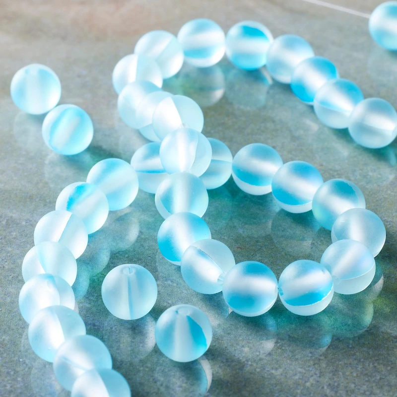 12 Pack: Matte Aqua Opal Glass Round Beads, 6mm by Bead Landing™