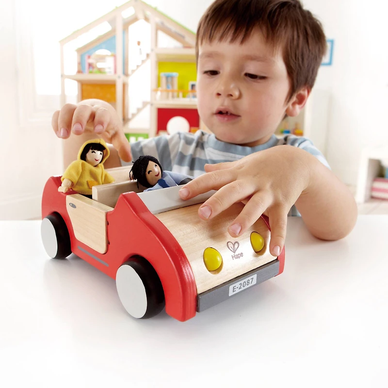 Hape Red Wooden Dollhouse Family Car