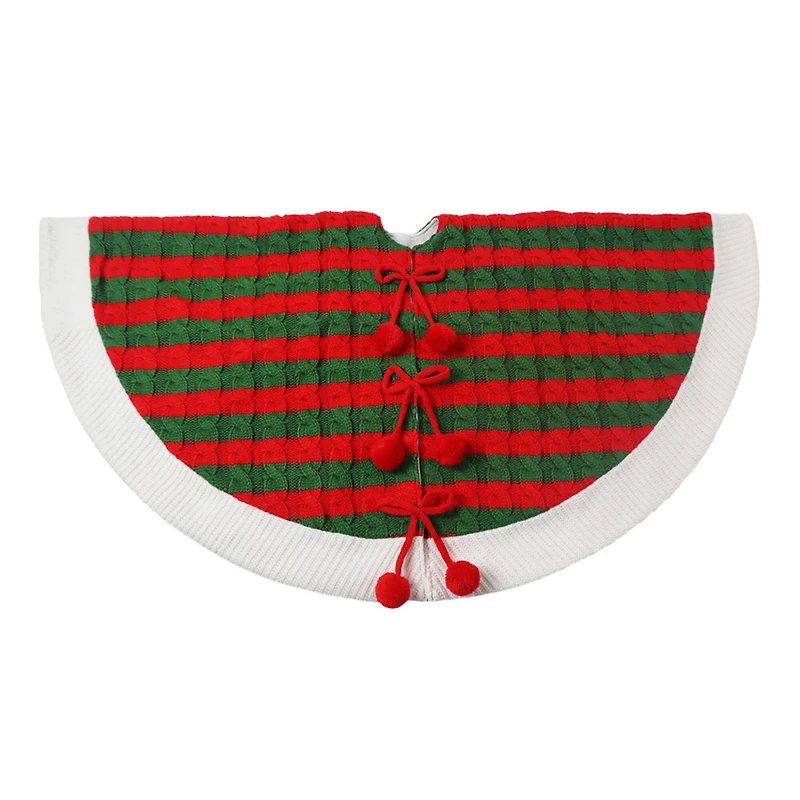 4ft. Red & Green Cable Knit Stripes Tree Skirt by Ashland®