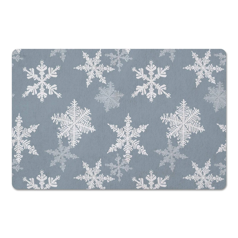 Blue Snowflake Pattern 27" x 18" Floor Mat
