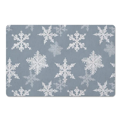 Blue Snowflake Pattern 27" x 18" Floor Mat