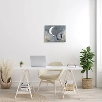 Stupell Industries Grey and Blue Celestial Love Sky Swinging by the Crescent Moon and Stars Canvas Wall Art