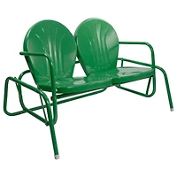 2-Person Outdoor Retro Metal Tulip Double Glider Patio Chair