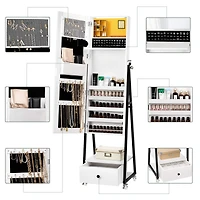 NEX™ 5ft. Pure White Jewelry Armoire on Casters with Chest Drawer