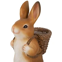 16.75" Standing Bunny Carrying a Basket Outdoor Garden Statue