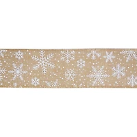 2.5" x 20ft. White Snowflakes Wired Faux Linen Ribbon by Celebrate It®