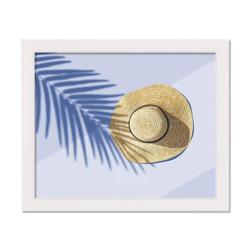 Sun Hat Scene White Framed Print