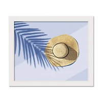 Sun Hat Scene White Framed Print