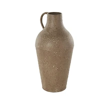 15.75" Brown Metal Antique Inspired Vase with Handle