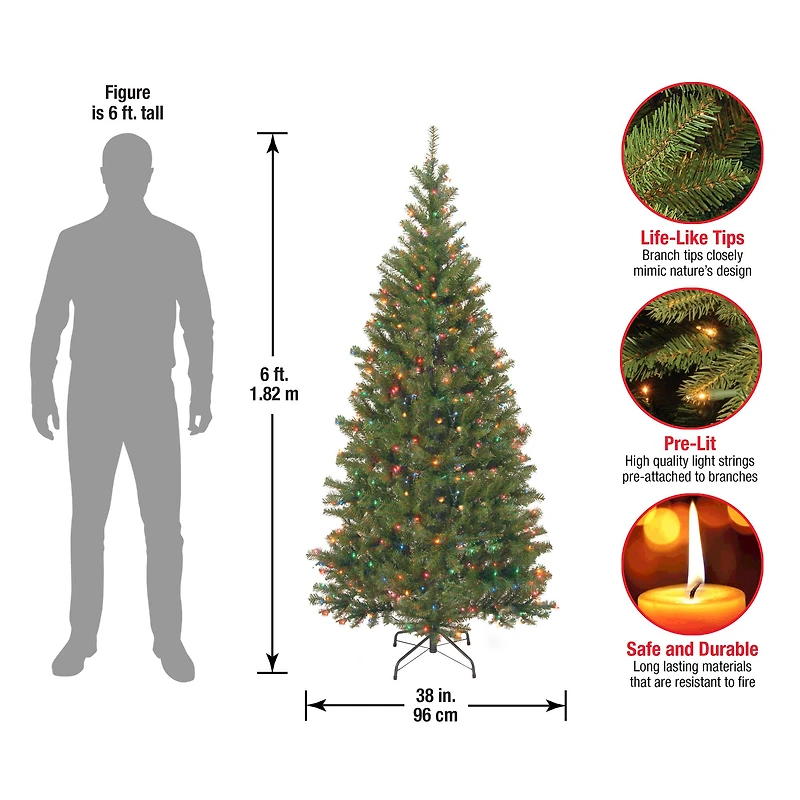 6ft. Pre-Lit Aspen Spruce Artificial Christmas Tree, Multicolor Lights