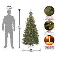 6ft. Pre-Lit Aspen Spruce Artificial Christmas Tree, Multicolor Lights