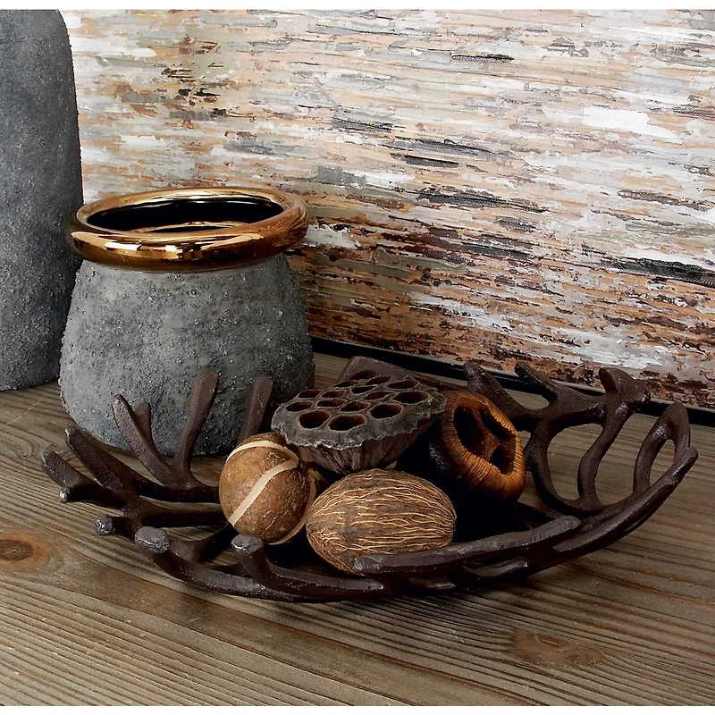 Set of 2" Black Aluminum Coastal Tray, 15", 12"