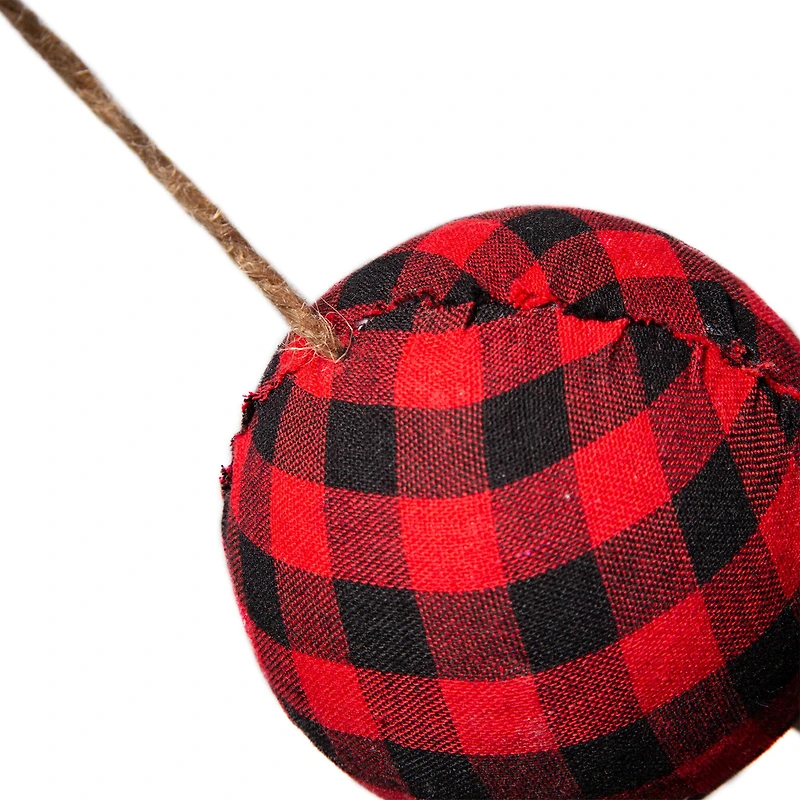 Glitzhome® 6ft. Red & Black Plaid Fabric Garland, 2ct.