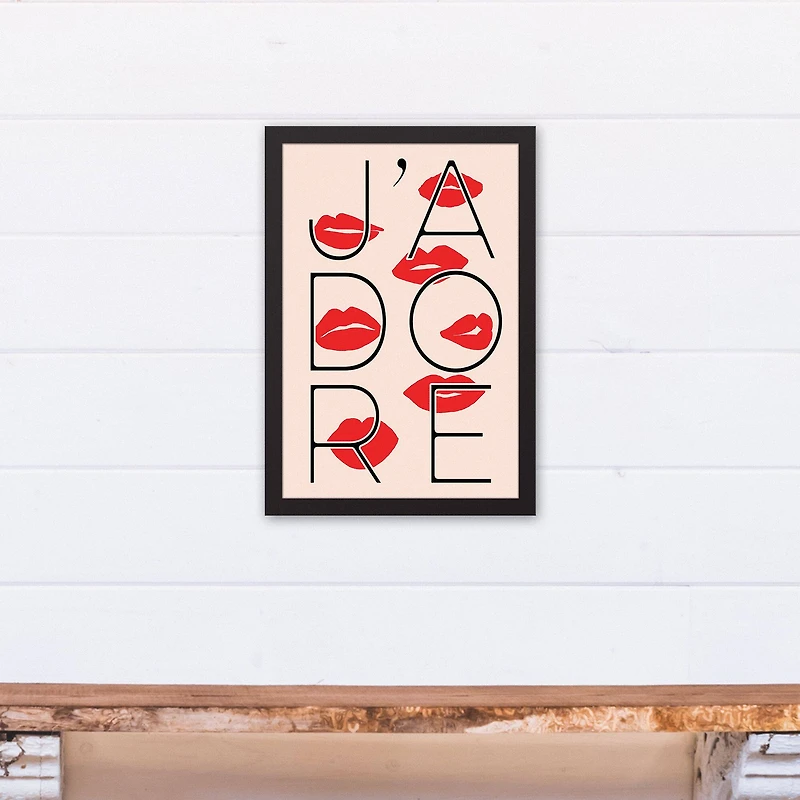 J'adore Lips Canvas Wall Art in Black Frame
