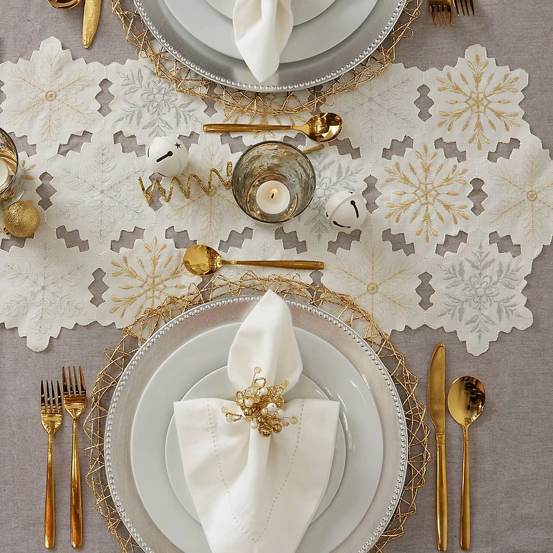 DII® 108" Snowflakes Embroidered Table Runner
