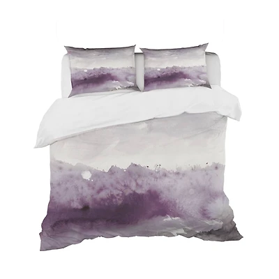 Designart 'Midnight at the Lake II Amethyst and Grey' Geometric Bedding Set