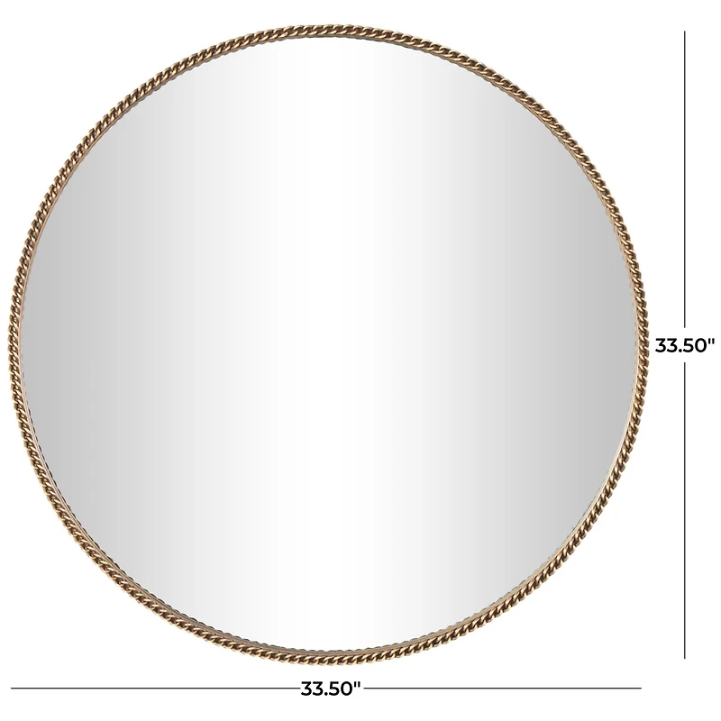 34" Gold Linked Chain Framed Round Wall Mirror