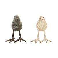 Set of 2 Gold Metal Farmhouse Bird Sculpture, 5" x 6"