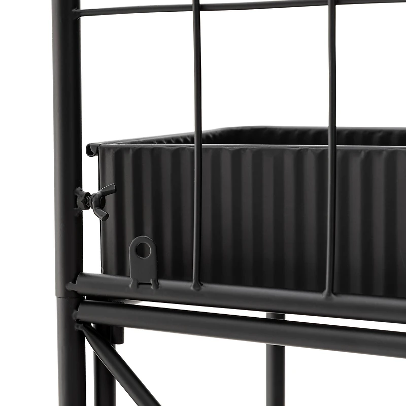 Glitzhome® 68" 3-Tier Black Metal Shelf Planter Stand