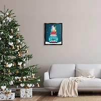 Stupell Industries Merry Christmas Stacked Gifts Car Framed Floater Canvas Wall Art