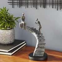14" Black Modern Couple Sculpture