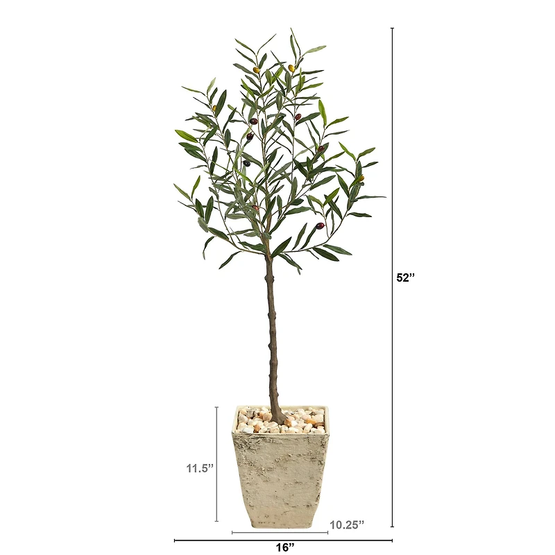 4.5ft. Olive Artificial Tree in Country White Planter