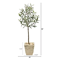 4.5ft. Olive Artificial Tree in Country White Planter
