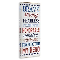 Stupell Industries Brave Strong Fearless Patriotic Stars and Stripes Rustic Wood Look Sign Canvas Wall Art