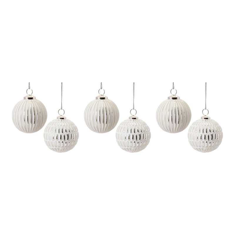 4" Frosted Glass Ball Ornament Set