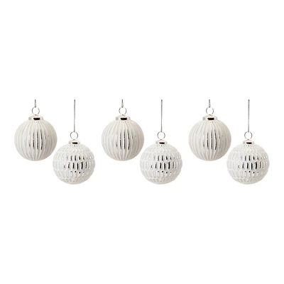 4" Frosted Glass Ball Ornament Set