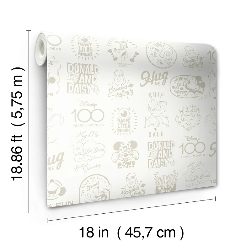 RoomMates Disney 100th Anniversary Icons Beige Peel & Stick Wallpaper