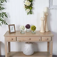 Green, Purple & White Hydrangea with Vase, 3ct.