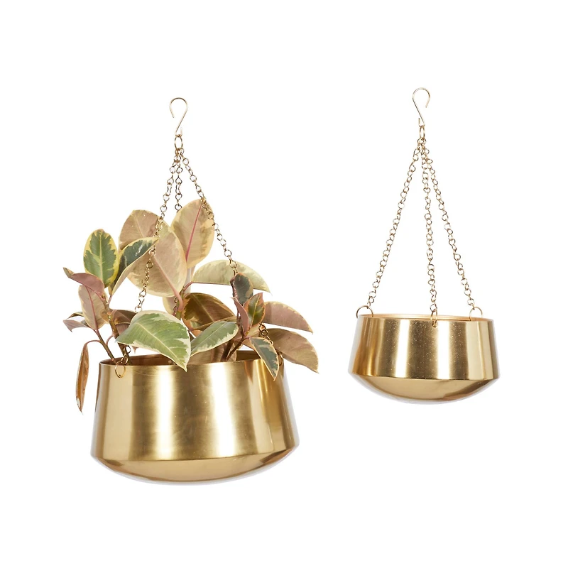 Gold Metal Glam Hanging Planter Set