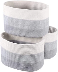 NEX™ Gray & White Cotton Rope Storage Baskets, 3ct.