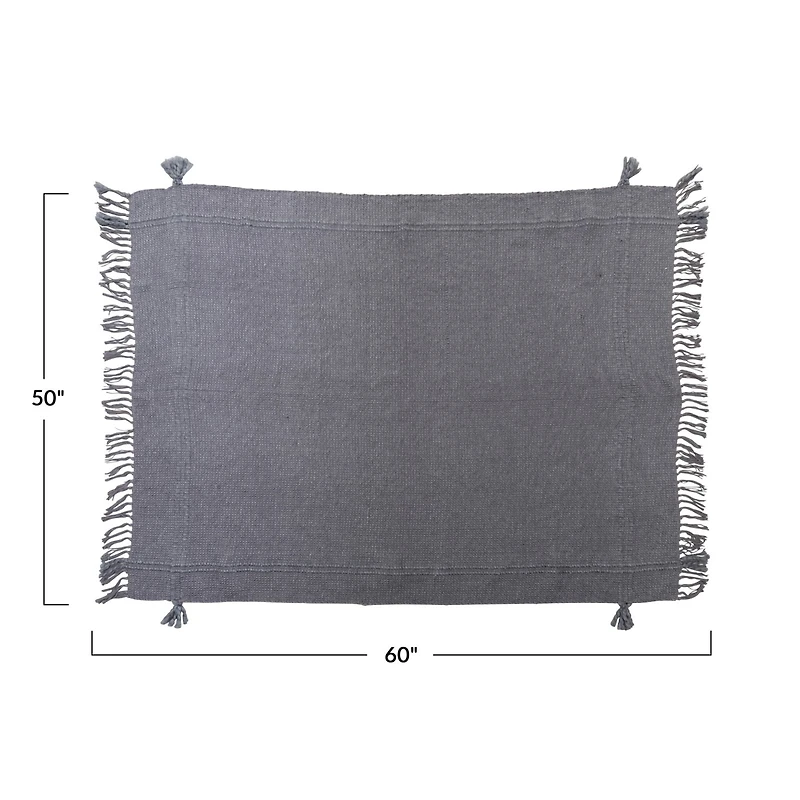 Hello Honey® Woven Cotton Blend Throw Blanket with Fringe and Tassels, Charcoal