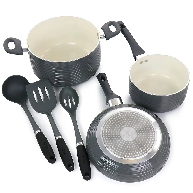 Oster Ridge Valley 8-Piece Gray Aluminum Nonstick Cookware Set