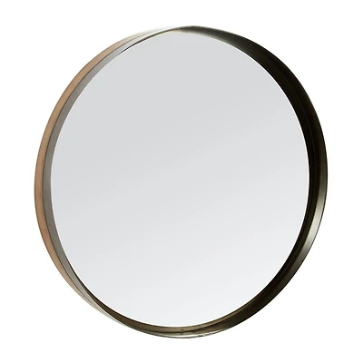 32" Black & Brown Metal Modern Wall Mirror